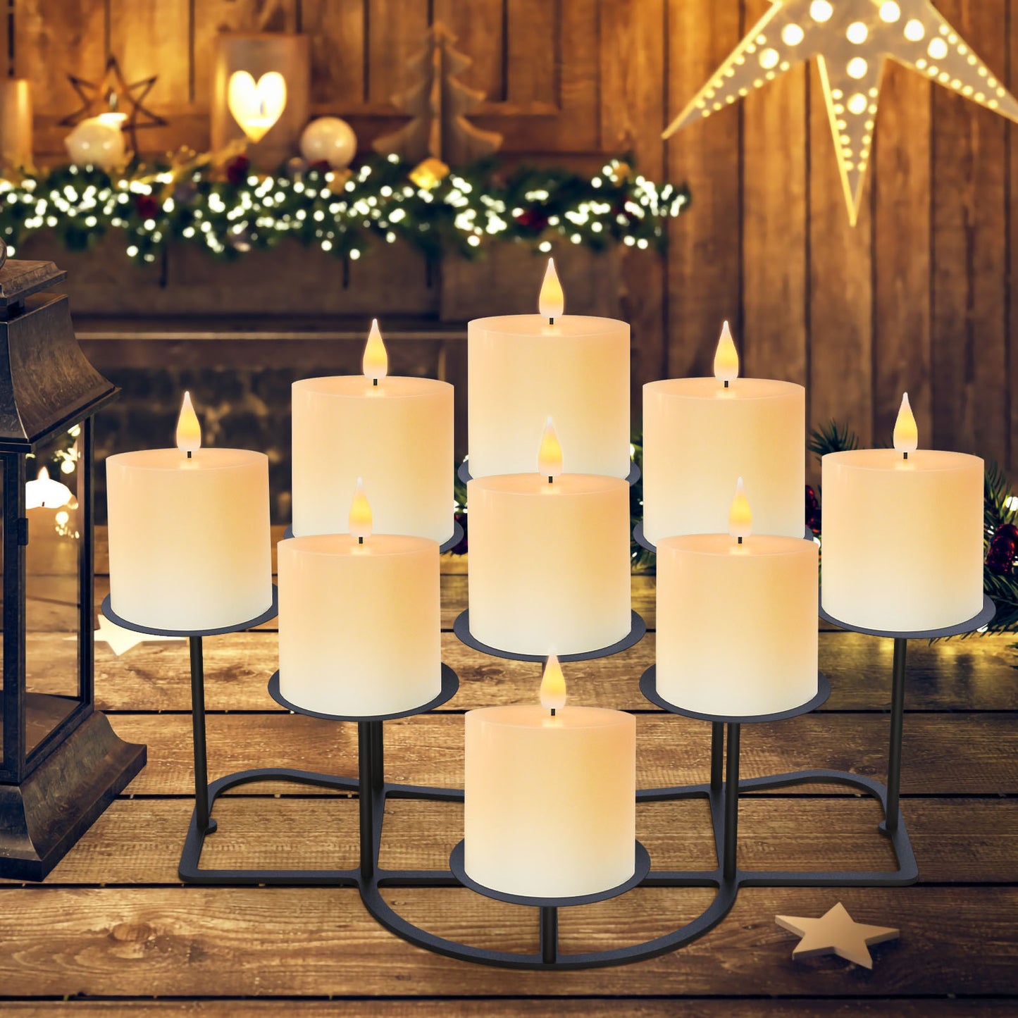 smtyle DIY 9 Mantle Fireplace Candelabra Black Metal Candle Holders For Inside Fireplace Decoration Table Centerpieces Floor Candle Stand