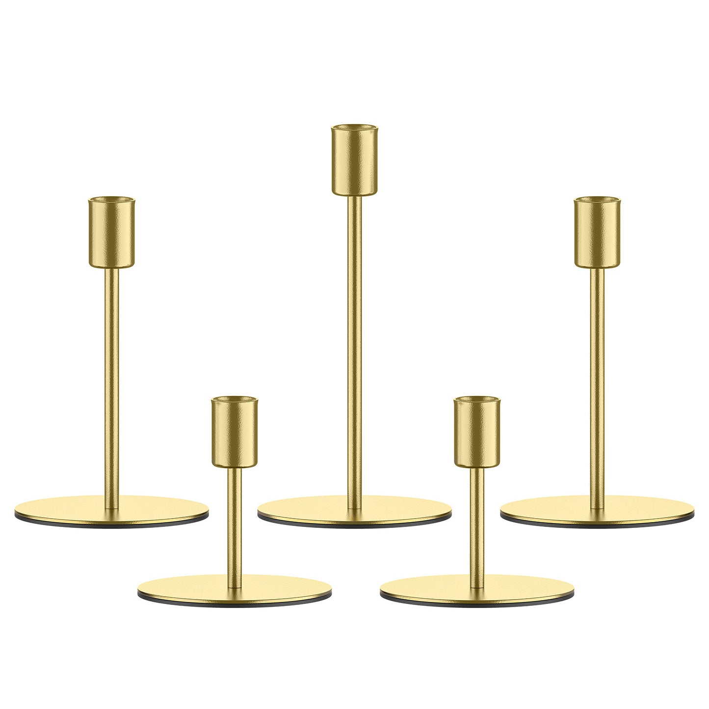 smtyle Gold Candlestick Holders for Taper Candles Set of 5 Candelabra with Iron-0.9" Diameter Ideal for Wedding Decor