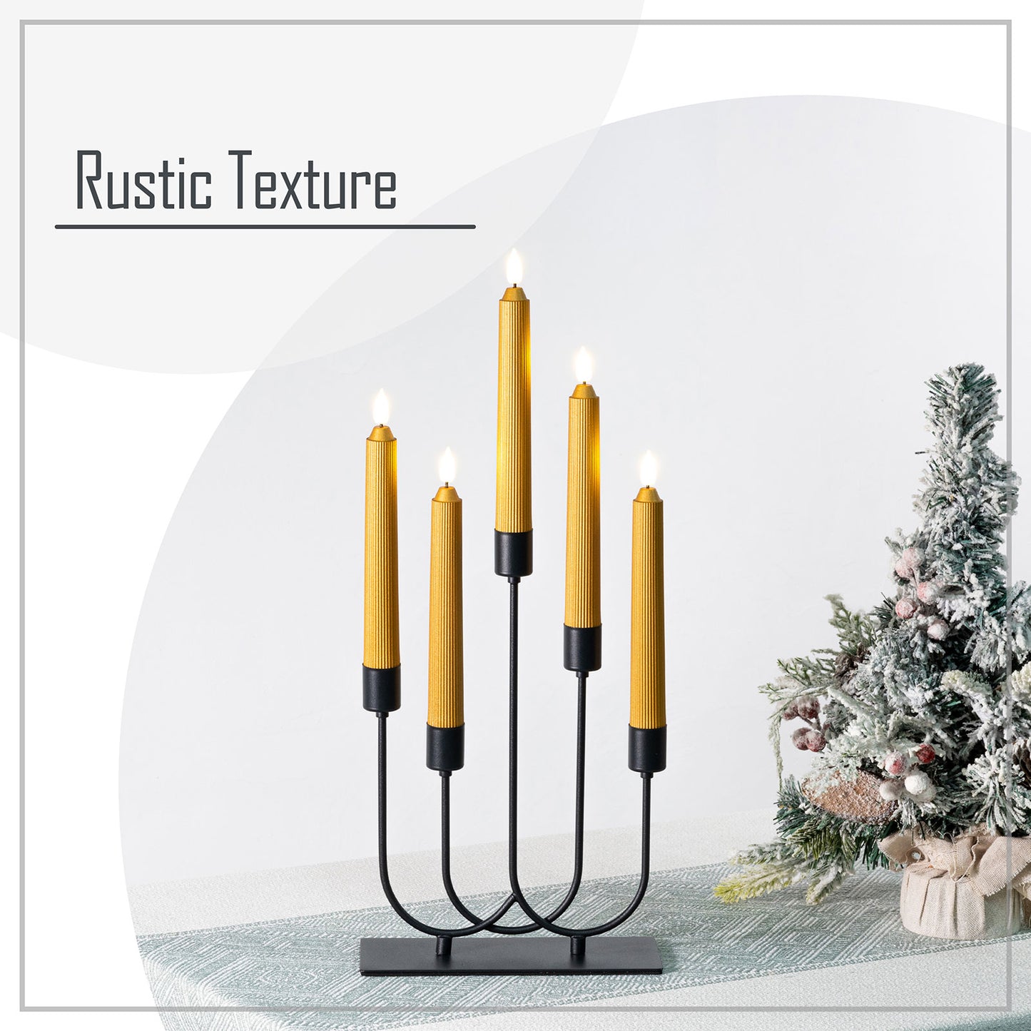 smtyle Fireplace Candelabra Black Metal Taper Candle Holders for Tapered Candles Candlesticks Set of 5 with Iron-0.8" Diameter Ideal for Table Centerpiece Gothic Decor