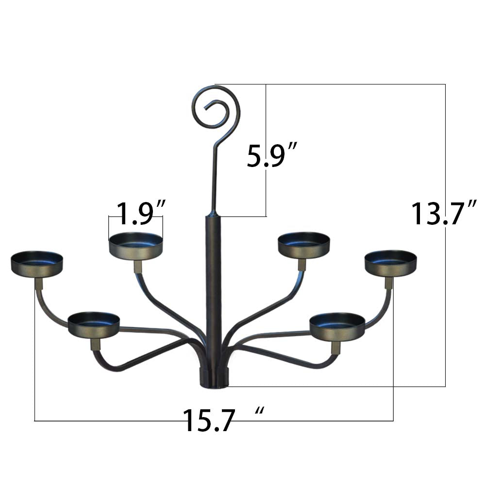smtyle Hanging Candle Chandelier for Tealight Candle Metal Wall Sconce Set of 6 for Indoor or Outdoor Black