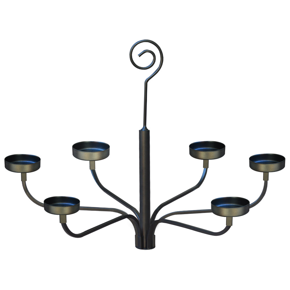smtyle Hanging Candle Chandelier for Tealight Candle Metal Wall Sconce Set of 6 for Indoor or Outdoor Black