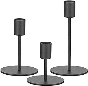 smtyle Short Black Taper Candle Holders for Candlestick Candles Set of 3 Candelabra with Iron-0.8" Diameter Ideal for Table Centerpiece