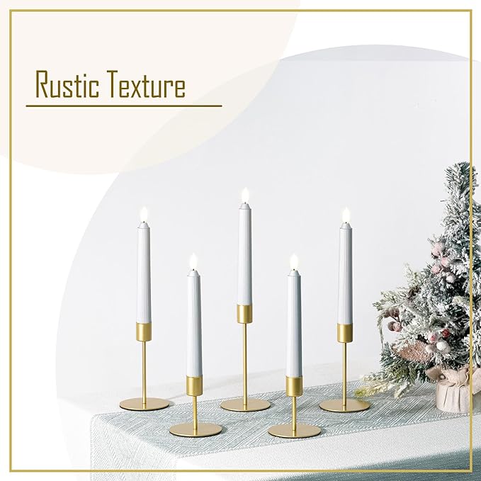 smtyle Gold Candlestick Holders for Taper Candles Set of 5 Candelabra with Iron-0.9" Diameter Ideal for Wedding Decor