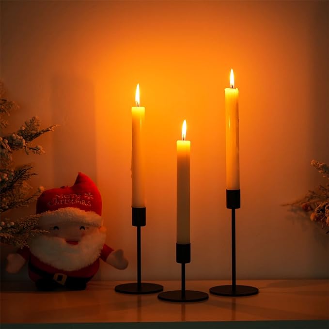 smtyle Short Black Taper Candle Holders for Candlestick Candles Set of 3 Candelabra with Iron-0.8" Diameter Ideal for Table Centerpiece