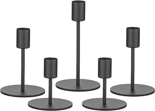 smtyle Black Candlestick Holders for Taper Candles Set of 5 Candelabra with Iron-0.9" Diameter Ideal for Home Decor