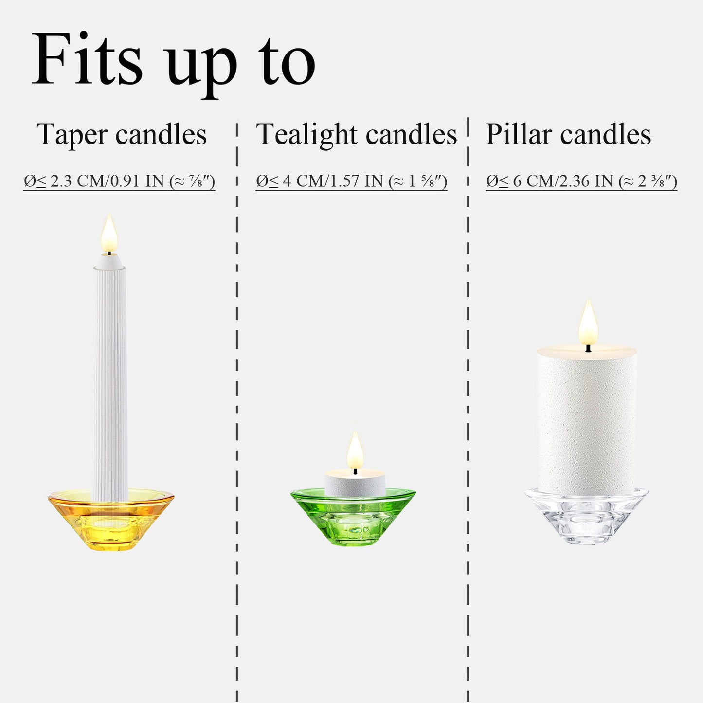 Smtyle Clear Glass Candle Holders –Tall Taper, Tealight and Mini Pillar Compatible, Modern Table Centerpiece, Wedding Housewarming Gift