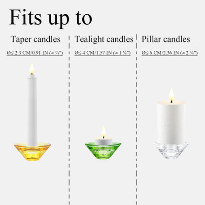 Smtyle Clear Glass Candle Holders –Tall Taper, Tealight and Mini Pillar Compatible, Modern Table Centerpiece, Wedding Housewarming Gift