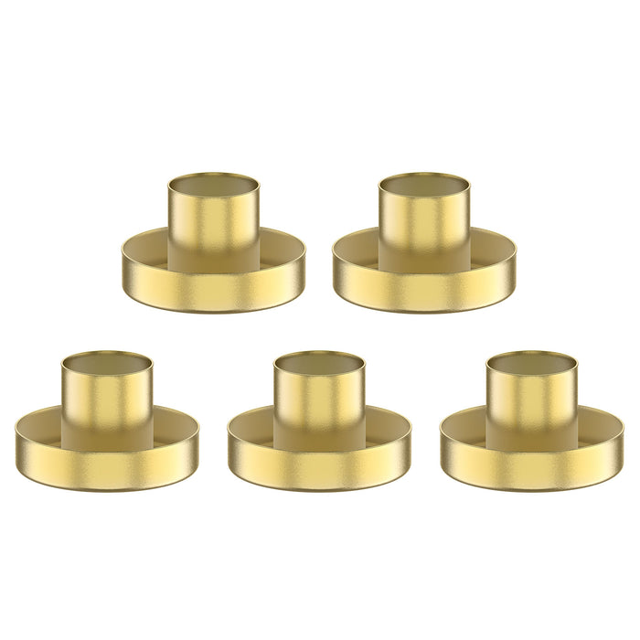 Smtyle Gold Minimalist Candlestick Holders Set of 5 Simple and Stylish Holders for Taper Candles and Candlesticks