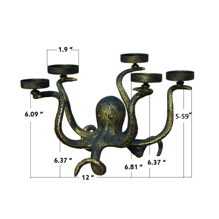 smtyle Candle Holders Octopus Candelabra for Tealight Set of 5 Decorated on Desk or Table or Fireplace
