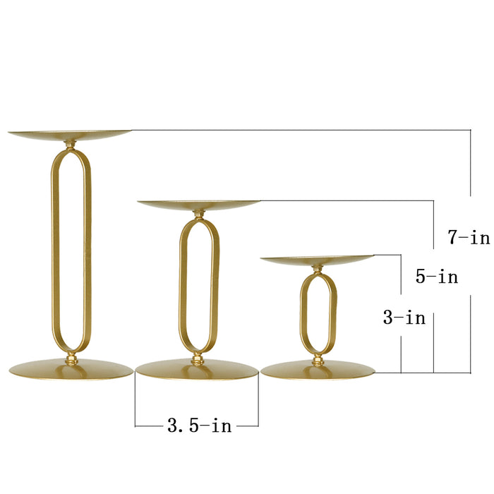 smtyle Candle Holders Set of 3 Candelabra with Iron-3.5" Diameter Ideal for Pillar LED Candles Round Gold