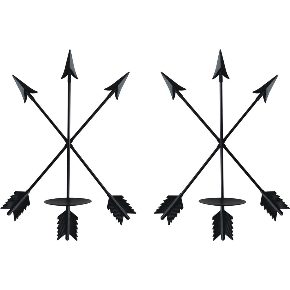 smtyle DIY Arrow Candle Holders Set of 2 for Wall Decor with Black Iron 3.5" Diameter Ideal for Pillar LED Candles…