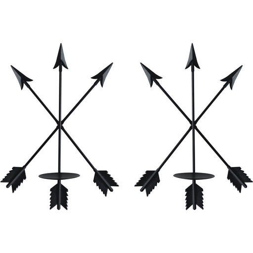 smtyle DIY Arrow Candle Holders Set of 2 for Wall Decor with Black Iron 3.5" Diameter Ideal for Pillar LED Candles…
