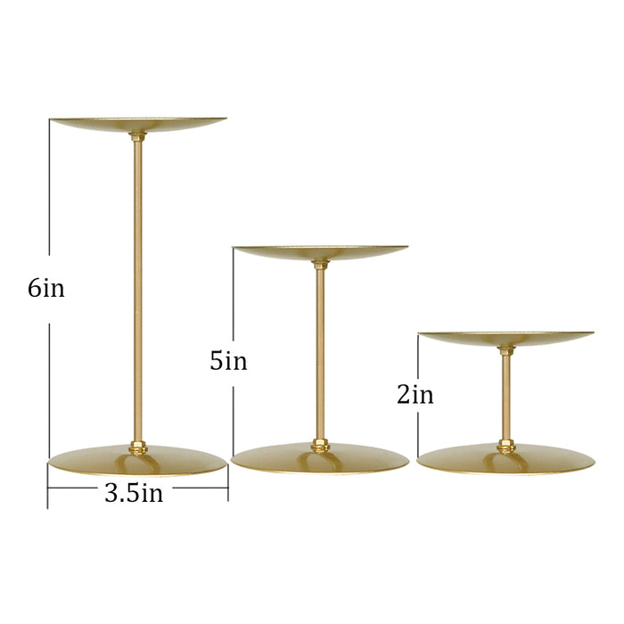 smtyle Candle Holders Set of 3 Candelabra with Iron-3.5" Diameter Ideal for Pillar LED Candles Gold