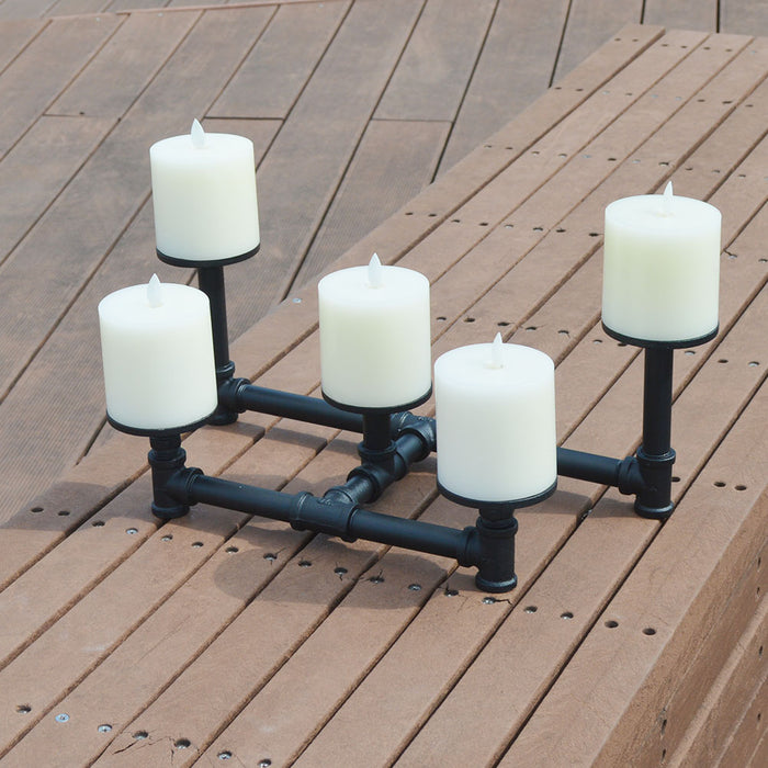 smtyle Pipe Candle Holder Candelabra Set of 5 Plate Black Iron Metal Willowr Industrial Style …