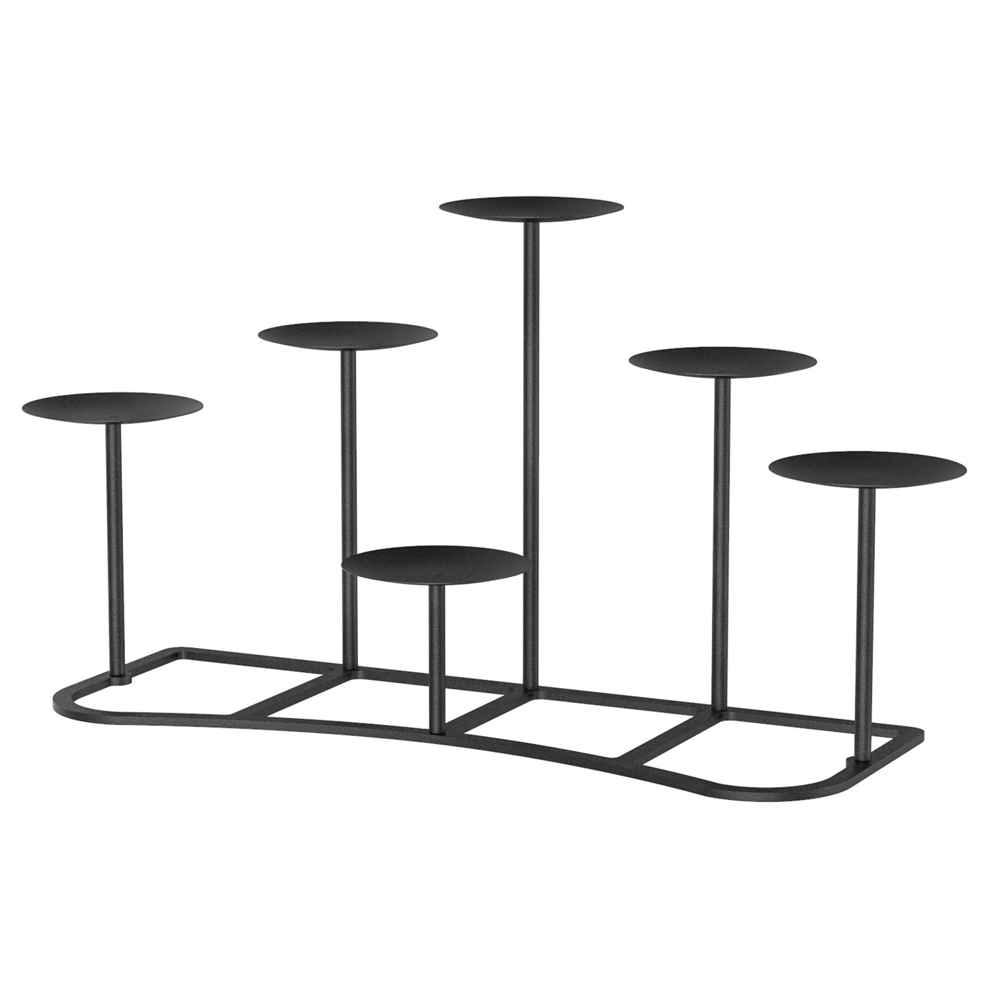 smtyle DIY 6 Mantle Candelabra Flameless or Wax Pillar Candle Holders Stand for Fireplace Accessories with Black Iron Decoration on Desk or Floor