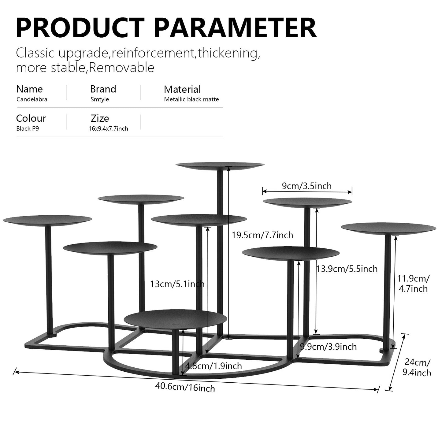 smtyle DIY 9 Mantle Fireplace Candelabra Black Metal Candle Holders For Inside Fireplace Decoration Table Centerpieces Floor Candle Stand