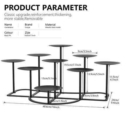 smtyle DIY 9 Mantle Fireplace Candelabra Black Metal Candle Holders For Inside Fireplace Decoration Table Centerpieces Floor Candle Stand