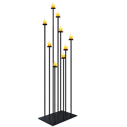 smtyle DIY 9 Candelabra Floor 70 inch Tall Candle Holders Centerpiece for Wedding Decor Using Tealight Set Large with Black Iron