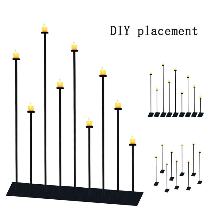 smtyle DIY 9 Candelabra Floor 70 inch Tall Candle Holders Centerpiece for Wedding Decor Using Tealight Set Large with Black Iron