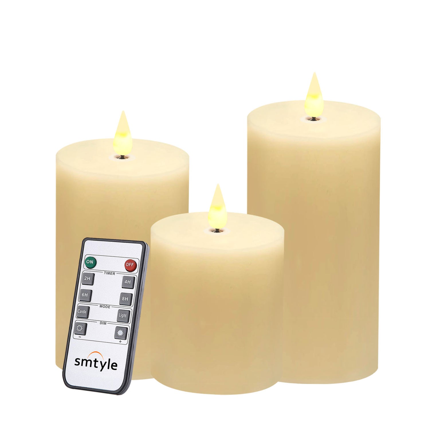 smtyle White Flameless Candles Flickering Realistic Bright Pillar Cand