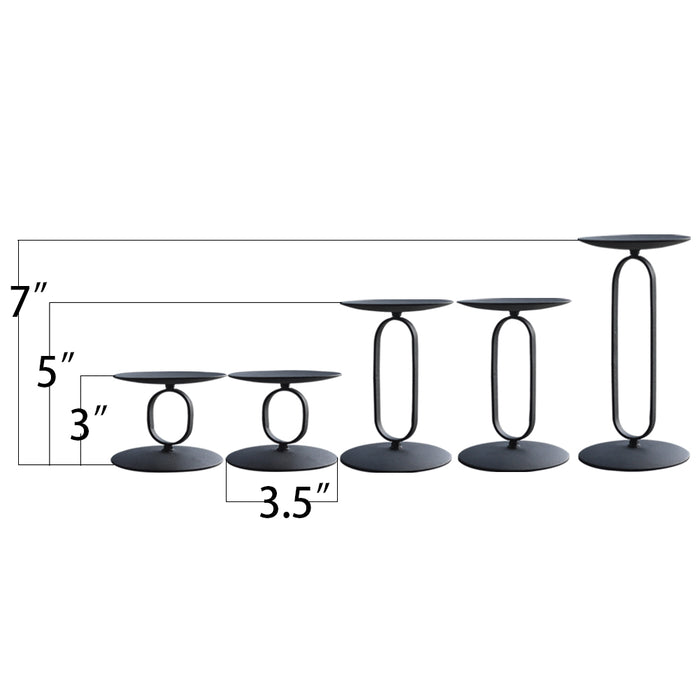 smtyle Candle Holders Set of 5 Candelabra with Iron-3.5" Diameter Ideal for Pillar LED Candles Round Black…