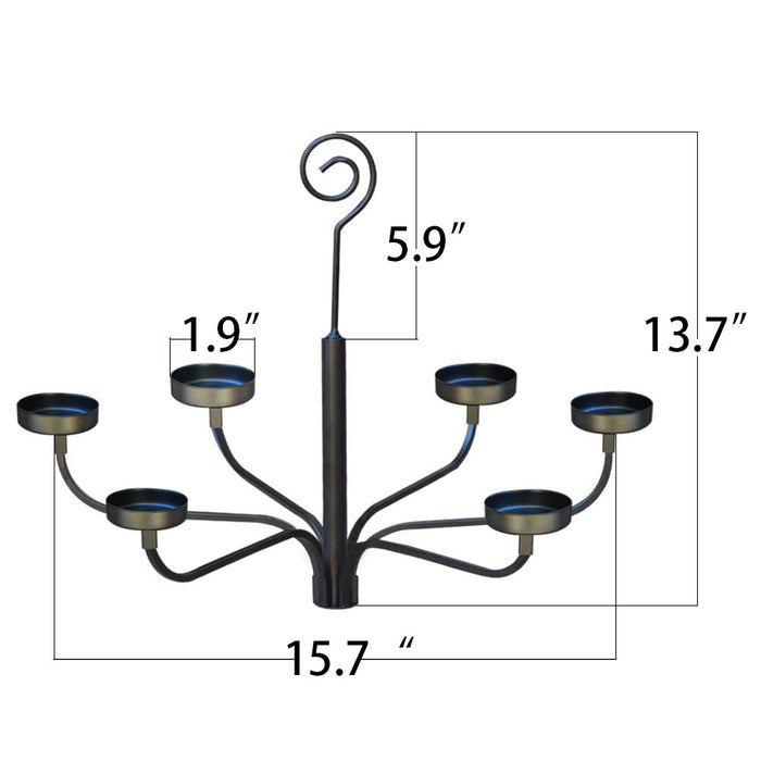 smtyle Hanging Candle Chandelier for Tealight Candle Metal Wall Sconce Set of 6 for Indoor or Outdoor Black