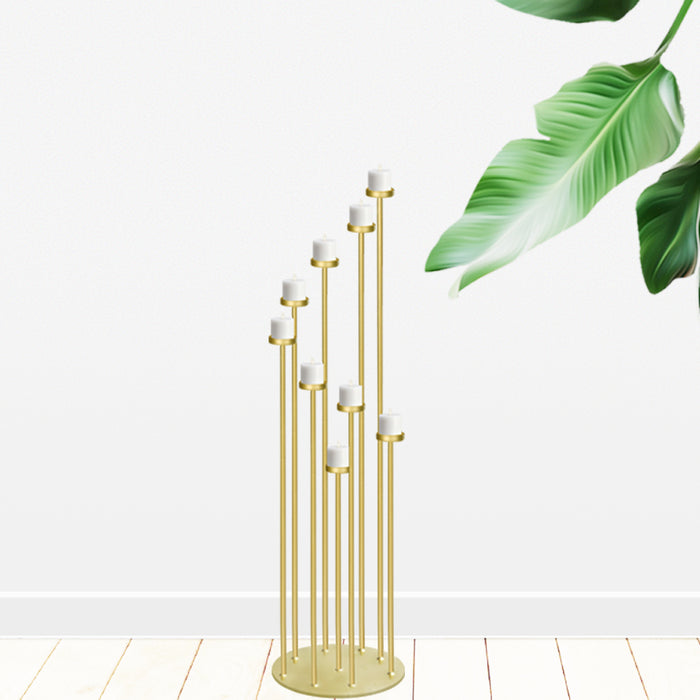 smtyle Tall Candle Holders Centerpiece Floor Candelabra for Wedding Decor Using 9 Tealights with One Large Sturdy Complete Round Base Gold Iron…