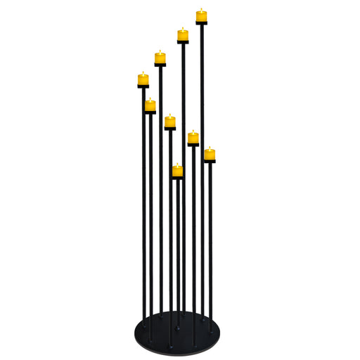 smtyle Tall Candle Holders Centerpiece Floor Candelabra for Wedding Decor Using 9 Tealights with One Large Sturdy Complete Round Base Black Iron…