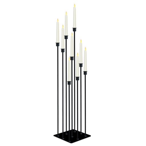 smtyle Floor Candelabra Tall Candle Holders for Wedding Decor Using 9 Taper Candles with One Large Sturdy Complete Square Base Black Iron…