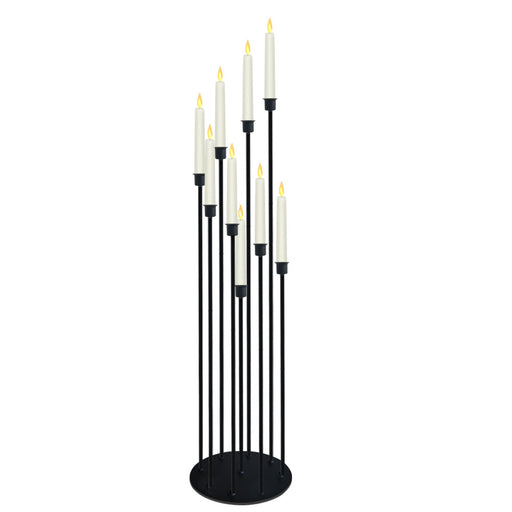 smtyle Floor Candelabra Tall Candle Holders for Wedding Decor Using 9 Taper Candles with One Large Sturdy Complete Round Base Black Iron…