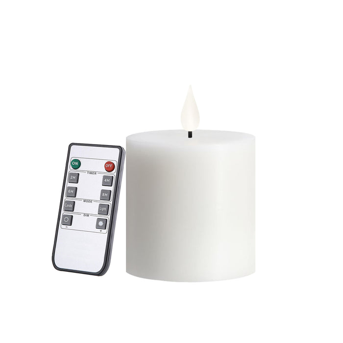 smtyle 3 X 3 Inch White Flameless Candle with Timer Battery Operated Real Wax Pillar LED Candle with 10 Key Remote and Cycling Pack of 1