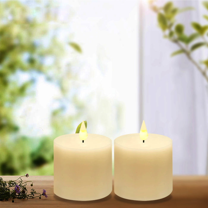 smtyle Flameless Candle with Battery Operated 3 X 3 Inch Real Wax Pillar LED Candle with 10 Key Remote and Cycling Timing Ivory Pack of 2